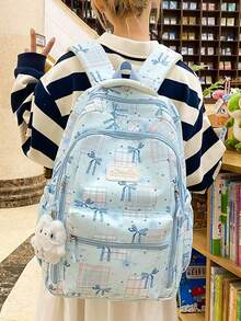 轻便背包，可爱星空格子图案，适合高中生和大学生，清新甜美的日系风格 - A - 查看 6