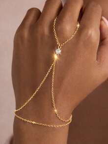 Tsnamer 女士金手链，14K镀金精致戒指手链，时尚指环手链，女士珠宝礼物沙滩饰品 - 手鍊 - 查看 4