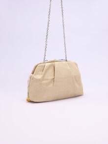 1 chiếc túi xách cầm tay bằng vải lanh lưới thêu họa tiết hoa, đính sequin PVC nhiều màu sắc, kiểu dáng đám mây, lấp lánh, thích hợp cho tiệc tối, đi chơi hoặc đi du lịch (Họa tiết hoa được gửi ngẫu nhiên) - Màu Khaki - Xem 7