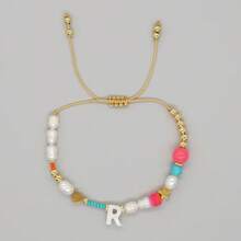 1pc Women's Fashion Pearl Letter A-Z Bracelet, Minimalist Luxury Style Accessory - Multicolor - View 7