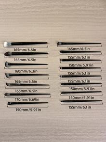 38件套黑色化妆刷套装，专业化妆工具，包含化妆海绵、粉扑、硅胶化妆刷清洁垫、粉底刷、眼影刷、晕染刷、眉刷 - 黑色 - 查看 7