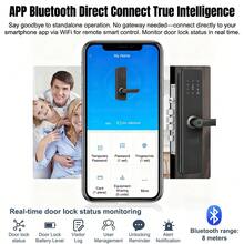 Capacitive Fingerprint Smart Door Lock With Handle & Keypad (Including Key And Card)  – No More Lost Keys,Keyless Entry & Remote Access,Auto & One Touch Lock | Digital Smart Door Locks | Easy Installation | IP54 Waterproof Suitable For Homes, Rooms - Black - View 3