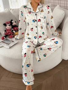 Conjunto de pijama con estampado de Minnie y Mickey Mouse de Disney - Multicolor - Ver 1