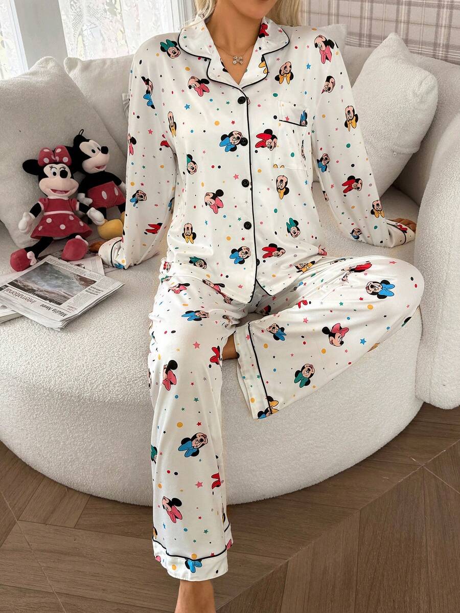 Conjunto de pijama con estampado de Minnie y Mickey Mouse de Disney - Multicolor - Ver 1