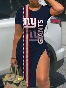 New York Giant-S Women's Bodycon Dress, Football Tight Fitted Dress For Game Day And Night Out-9 - Style - View 1