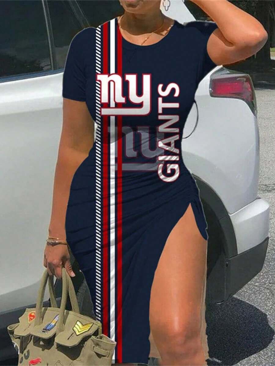 New York Giant-S Women's Bodycon Dress, Football Tight Fitted Dress For Game Day And Night Out-9 - Style - View 1