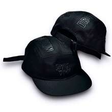 Black Graphite Five Panel Cap On - All Black - View 3