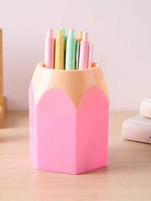 2pcs Creative Pen Holder And Makeup Brush Storage Bucket, Large Capacity Desktop Organizer, Big Pencil Head Shaped Contrast Color Cylinder, Storage Space, Break Monotony, Office Storage, Desktop Storage, Pen Holder, Pen Box, Pencil Tray, Desktop Organizer, Pen Holder, Suitable For Students, Home Office, Valentine's Day: This Is The Perfect Gift For Your Loved One Or Partner. - Multicolor - View 3