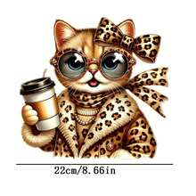 1pc/2pcs/3pcs Leopard Print Kitten Pattern Suitable For T-Shirts, Hoodies, Pillows, Backpacks And Handbags, Ideal Holiday Gifts, Holiday Gift Items | Holiday Design | Printing - L - View 1