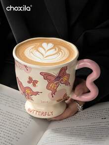 1pc 400ml Ceramic Butterfly Shaped High-Quality Mug, Cartoon Water Cup, Office/Home Coffee/Tea Cup - Porcelain Cup - View 4