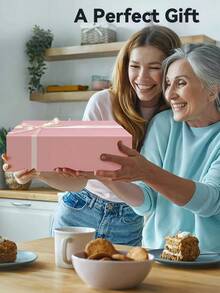 大号粉色礼盒，带磁扣、丝带和贺卡，可折叠包装，适合母亲节、圣诞节、生日、婚礼等各种场合，粉色带盖礼盒，伴娘邀请礼盒，大号礼盒，礼物，生日 - 粉色 - 查看 7