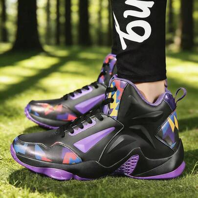 New Leather Upper Non-Slip Durable Casual Sneakers, Mid-Top Suitable For Teenagers, Daily Casual & Sports Wear