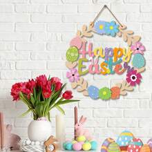1pc Artificial Rabbit & Easter Eggs Spring Easter Wreath Decor - Suitable For Home, Wall Or Door Decoration - Rabbit, Easter Eggs And Floral Decor For Indoor And Outdoor Easter Party - Multicolor - View 5