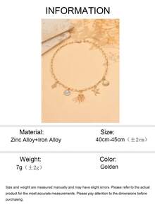 1pc Summer Ocean Style Jewelry Necklace, Coral, Starfish, Shell, Conch Pendant Combination, Gold Clavicle Chain, Suitable For Daily Wear, Decoration, Beach Vacation, Date, Party, Travel - Multicolor - View 5