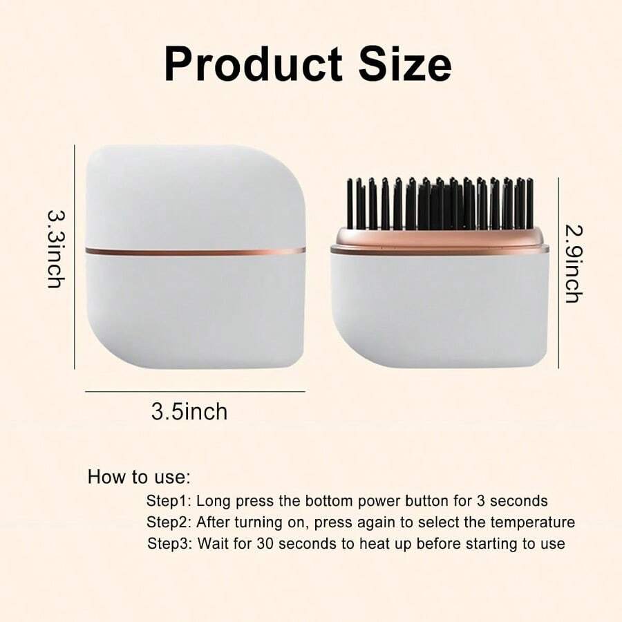 RAF Portable Bangs Straightener, 2000mAh Lithium Battery, USB Charging, 3-Level Temperature Control, Negative Ion Technology For Long-Lasting Shine, Portable Wireless Straightening Comb - Travel Essential, Portable Hair Styling Tool