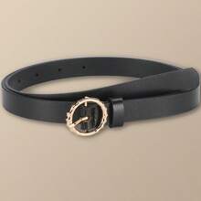 5pcs Chain Circle Buckle Black & White Multifunctional Denim Belt, Suitable For Daily Life - A - View 6