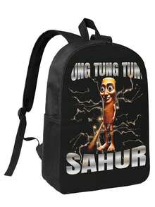 Tung Tung Tung Sahur Vibrant Printed Polyester Backpack - Sturdy Construction For Everyday Adventures - Hình chữ nhật - Xem 1