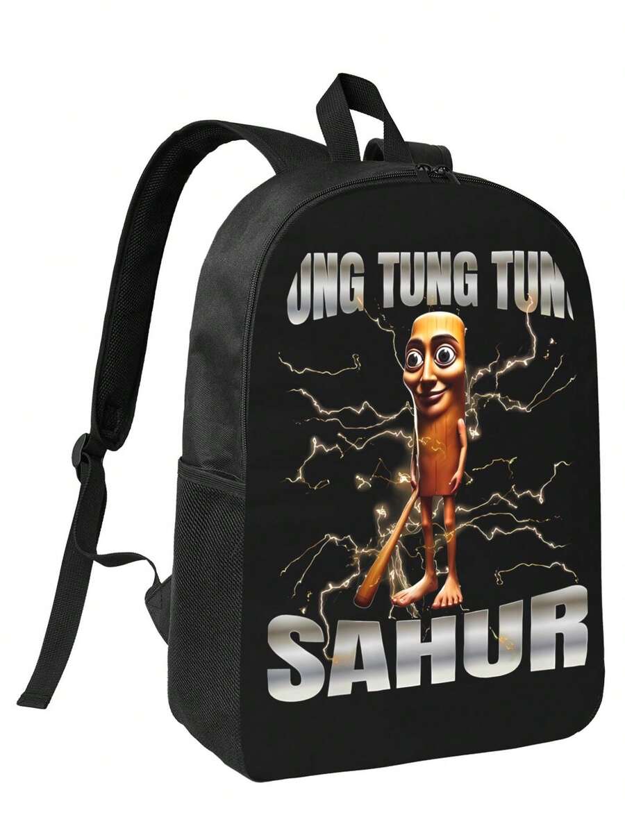 Tung Tung Tung Sahur Vibrant Printed Polyester Backpack - Sturdy Construction For Everyday Adventures - Hình chữ nhật - Xem 1