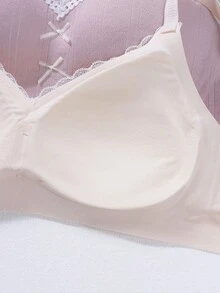 4件套/3件套 女童及青少年蕾丝三角杯文胸，无钢圈舒适可爱内衣 - 彩色 - 查看 5