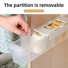 1 pieza Caja de almacenamiento de pared de plástico, caja de almacenamiento de cajón multifuncional para ropa interior y calcetines, caja de almacenamiento montada en la pared sin perforación, con deflector ajustable incorporado, adecuada para almacenamiento en dormitorio, organización de armario, almacenamiento de cocina, almacenamiento de baño - Multicolor - Ver 3