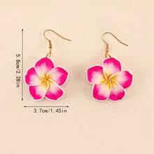 Pendientes de flor de arcilla dulce y suave hechos a mano, adecuados para el estilo bohemio de vacaciones en la playa, para uso diario en primavera y verano - Blanco - Ver 5