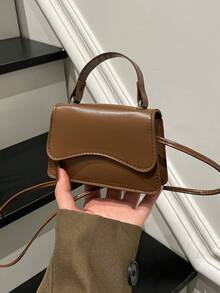 Bolso de mano minimalista de unicolor estilo coreano, nueva bolsa de hombro de moda, elegante bolso cruzado cuadrado personalizado para mujeres - Multicolor - Ver 2