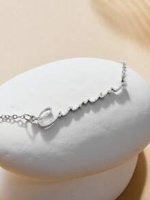 Fashionable Gold Personalized Name Necklace, Elegant Versatile Luxury Sexy Necklace, Suitable As Birthday, Anniversary, Holiday Gift For Lover, Friend, Family - Silver - Matte - View 3