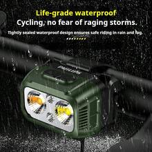 PHILIPS 飞利浦 1341 双光束自行车灯：白光清晰照明，黄光适用于雾天/雨天 - USB 可充电，超亮夜间山地/公路自行车手电筒，手持式手电筒 - 軍綠色 - 查看 8