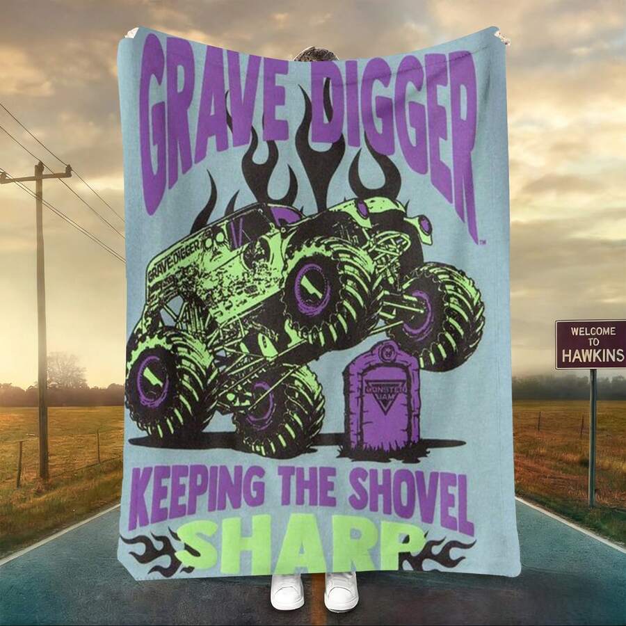 1PC 3D Monster Jam Monster Truck Cartoon Blanket, Edgy Gift For Motorsports Fans, Themed Man Cave Decor, Retro Sci-Fi Party Accent & Race Day Souvenir,Soft Throw Blanket For Home Bedroom Bed Sofa Picnic Travel Office Cover Blanket - nhiều màu 31 - Xem 1