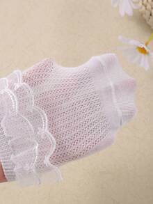 10/5/1 Par Meias de Renda para Bebê em Cores Aleatórias, com Design de Renda Dupla Única e Elegante, Adequado para Bebês Meninas de 0-36 Meses em Festas e Presentes. Essas meias adoráveis são feitas de tecido de malha respirável, macias e confortáveis, combinando com vários looks e vestidos, um presente perfeito para o Dia dos Namorados. - Multicolorido - Visão 3