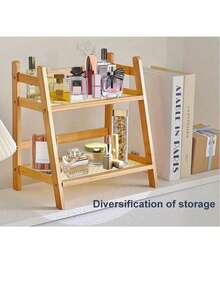 1pc Narrow Cup Holder Rack, Rattan-Woven Tea/Coffee Bar Counter Stand Organizer, Bamboo Matcha Shelf, Cup Display Rack, 2-Tier Kitchen Cabinet Spice Storage Shelf - Multicolor - View 8