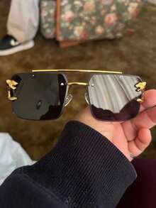 1 Pair Women's Casual Square Fashion Glasses, Suitable For Daily Wear - Black - View 3