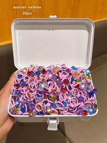 20pcs Colorful Sweet Style Open Rings, Fashion Jewelry Accessories - Multicolor - View 7