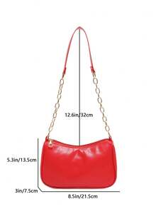 Fashion Versatile Casual Retro Minimalist Shoulder Bag - Red - View 6