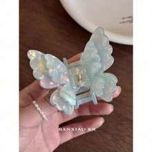 Fancy Butterfly Hair Clip For Women; High-End Feeling Half-Updo Hair Clip For The Back Of The Head; Stylish Shark Clip Hair Accessory - Kẹp tóc hình bướm màu xanh dương - Xem 12