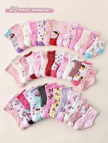 20/10/5/1 đôi tất ngắn nhiều màu sắc cho trẻ em/bé gái, họa tiết sọc/sao/trái tim/đính đá/nơ dễ thương, thoáng khí, thấm hút mồ hôi, mềm mại, thoải mái, thích hợp cho các hoạt động ngoài trời/kỳ nghỉ/thể thao giải trí/trang phục học sinh, màu sắc và kiểu dáng ngẫu nhiên, có nhiều gói. - Nhiều màu - Xem 14