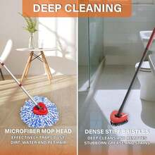 Fatmass Spin Mop Head Replacement For O Cedar RinseClean 2-Tank System,2 Mop Replace Heads + 1 Upgrade Scrubber Brush, 100% Microfiber Mop Refills Deep Cleaning Machine Washable - ColorA - 查看 5