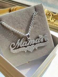 1pc Personalized Minimalist Matte Stainless Steel Necklace With Custom Engraved Name, 18K Gold Plated Heart/Butterfly Shaped Choker Necklace, Gift For Girlfriend, Wife, Mom, Birthday, Valentine's Day, Christmas,Black,Silver,Gold,Stylish,Colorful,Vintage,Simple,Unisex,Casual,Cuties,Custom,Personalized,Unique,Ideal Gifts For Him,Ideal Gifts For Her,Her,Boyfriend,Girlfriend,Dad,Mom,Family,Friends,For Anniversaries,For Birthdays,For Graduation,For Prom,For Party,Customized Fashion Necklaces - Multicolor - View 6
