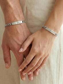 Pulsera personalizada para parejas - Personalizable con nombres y fechas, regalo para parejas, amantes, mejores amigos, joyería conmemorativa de aniversario - Pulsera - Ver 2