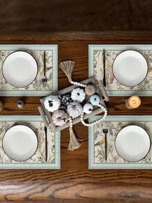 Juego de 4 piezas/6 piezas de individuales de lino estilo bohemio, manteles individuales antideslizantes para mesa de comedor, mantel rectangular, lavable, adecuado para cena familiar, mesa de café, decoración de cocina y comedor, decoración de mesa para fiestas y escenas, decoración del hogar - Multicolor - Ver 2