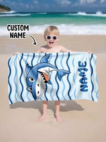 Personalized Children's Beach Towel, Perfect Summer Birthday Gift, Suitable For Various Summer Occasions. Customizable Beach Towel And Accessories, Applicable For Beach, Swimming Pool, Travel, Camping, Yoga And Other Scenarios. - Multicolor - View 2