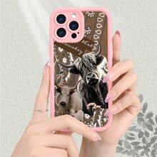 Western Highland Cow & Calf Phone Case, Aesthetic Country Style Bull Graphic With Paisley Pattern, Shockproof Protective Soft Cover Compatible With IPhone 17/16/15/14/13/12/11/7/X Pro Max Plus - 粉色 - 查看 7