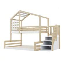 Bunk Bed, 90 X 200 Cm, In Pine, With Window, Headboard, Safety Rail And Storage Steps, Natural Finish - Natural Color - View 10