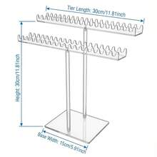 Acrylic Necklace Storage Box | Transparent Jewelry Display Stand With Double-Sided Hooks - Clear - View 10