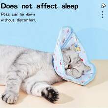 1pc Cat Elizabeth Collar, Cartoon Spay/Neuter Recovery Cone, Adjustable Waterproof Neck Ruff For Small Dogs - White - View 6