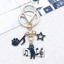 1pc Alloy Enamel Black Cat Note Keychain Cute Creative Keychain Suitable For Giving Gifts To Friends - one-size - View 12