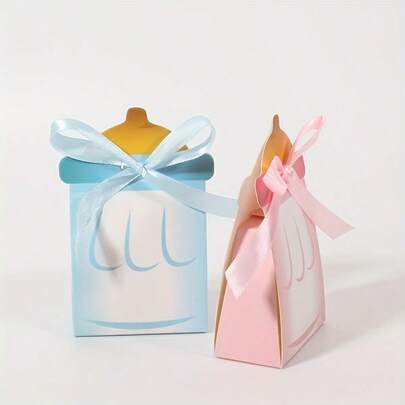 10/20 piezas Regalo para ella/él Cajas de regalo elegantes con diseño de corazón en rosa y azul para caramelos y galletas con lazos - Perfecto para bodas, cumpleaños, Día de San Valentín | Ideal para chocolates, recuerdos de fiesta y dulces