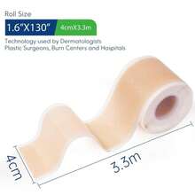 Silicone Scar Sheets (16x 130, 33M), Professional Silicone Scar Tape, Silicone Scar Strips, Reusable Scar Removal Sheets For Surgical Scars, C-Section, Surgery, Burn, Keloid, Acne - 白色 - 查看 7