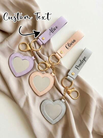 1pc Customizable Personalized Lipstick Holder Keychain With Mirror, Customizable Name Lipstick Storage Bag, Bridesmaid Gift, Valentine's Day Gift