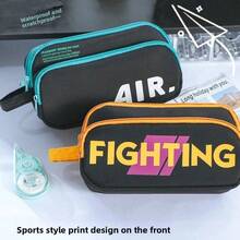 English Letter Handheld Large Capacity Multi Functional Middle School Students Stationery Bag Boy Pencil Case - Multicolor - View 2